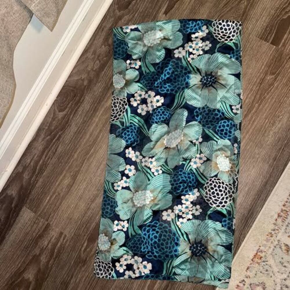 Blue and Teal Floral Scarf